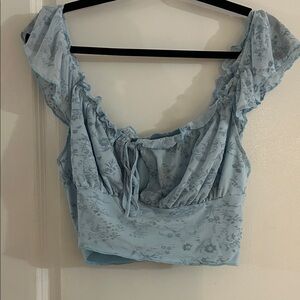 SHEIN Light Blue Floral Blouse